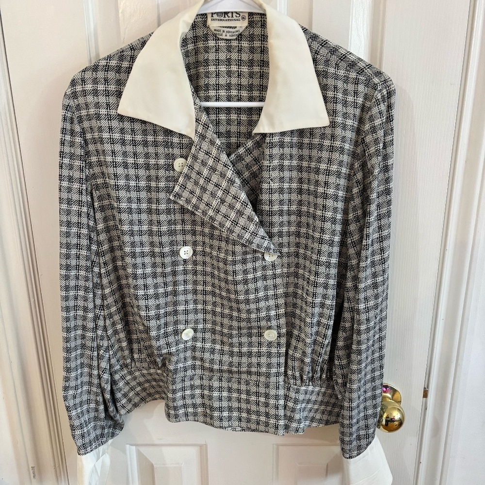 vintage Ports gingham blouse SOOO CUTE * button missing